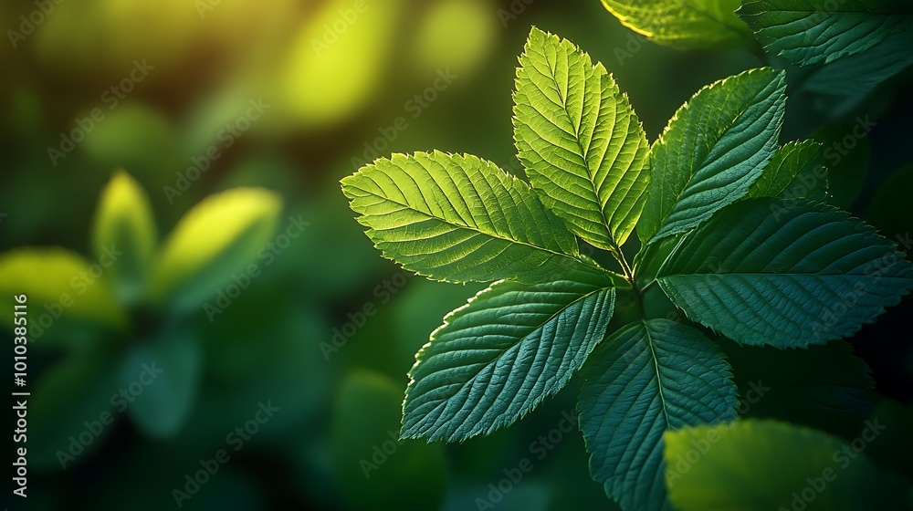 Closeup of green leaves illuminated by sunlight. Closeup of green leaves illuminated by sunlight.