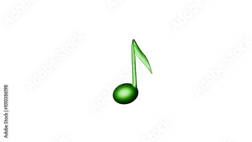 metallic green eighth note, no background