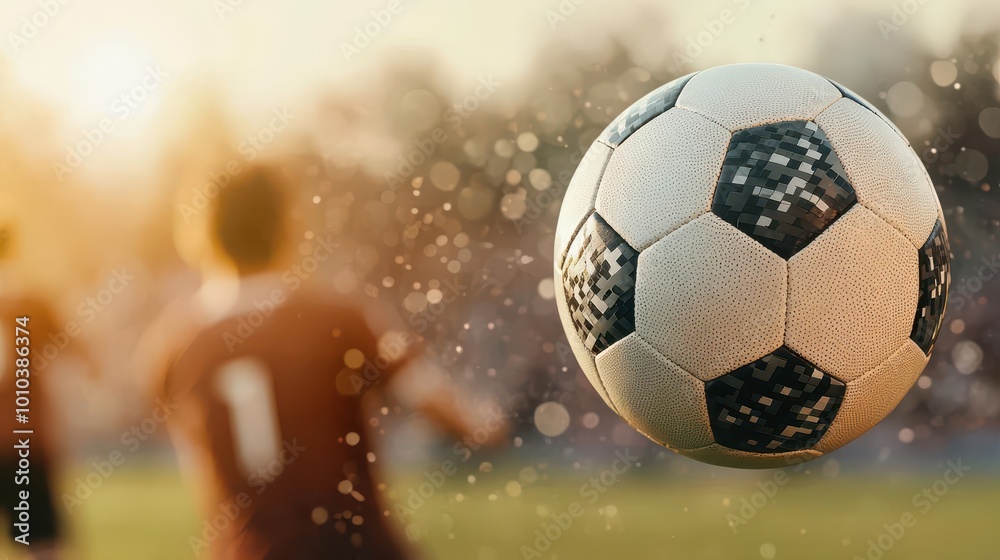 Fototapeta premium Player heading the ball into the goal during a highintensity tournament match, soccer, tournament, action