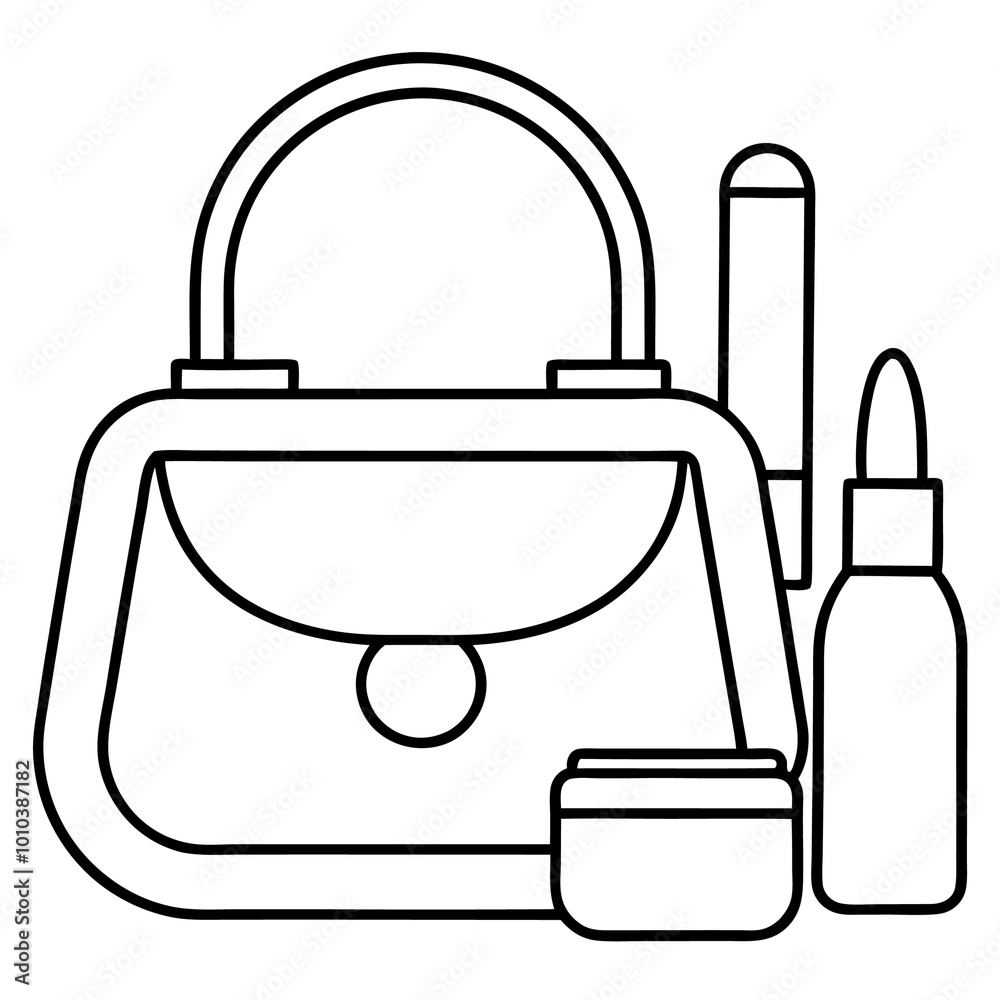 girls cosmetic kit outline coloring book page line art drawing girls cosmetic kit outline coloring book page line art drawing