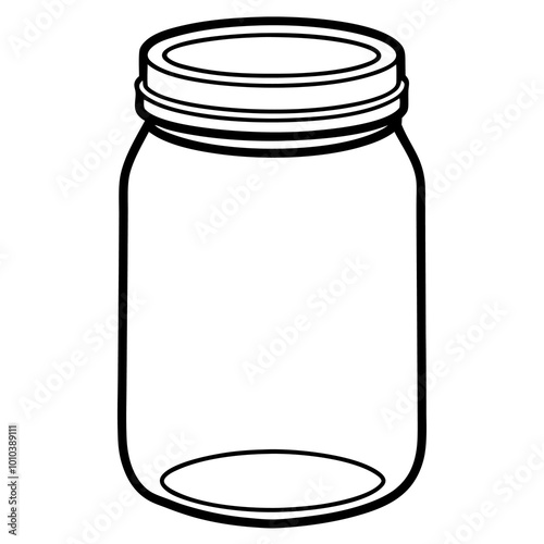 glass mason jar outline coloring book page line art drawing