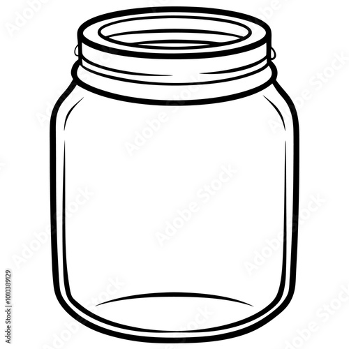 glass mason jar outline coloring book page line art drawing