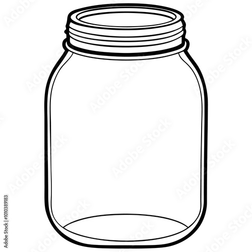 glass mason jar outline coloring book page line art drawing
