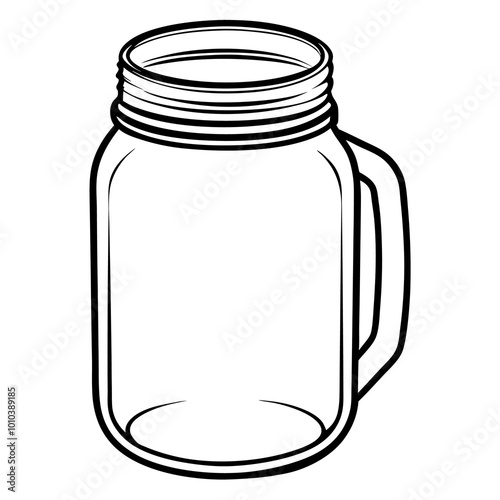 glass mason jar outline coloring book page line art drawing