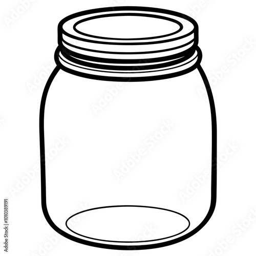 glass mason jar outline coloring book page line art drawing