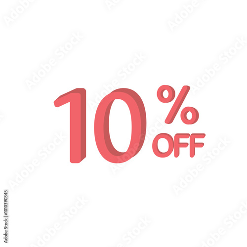 10% OFF Discount Sticker. Sale Red Tag Isolated Vector Illustration. Discount Offer Price Label, Vector Price Discount Symbol, sign, marketing, advertisement, adv. Vector illustration