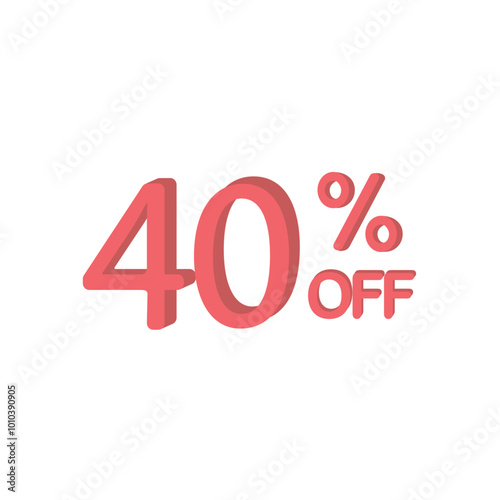 40% OFF Discount Sticker. Sale Red Tag Isolated Vector Illustration. Discount Offer Price Label, Vector Price Discount Symbol, sign, marketing, advertisement, adv. Vector illustration