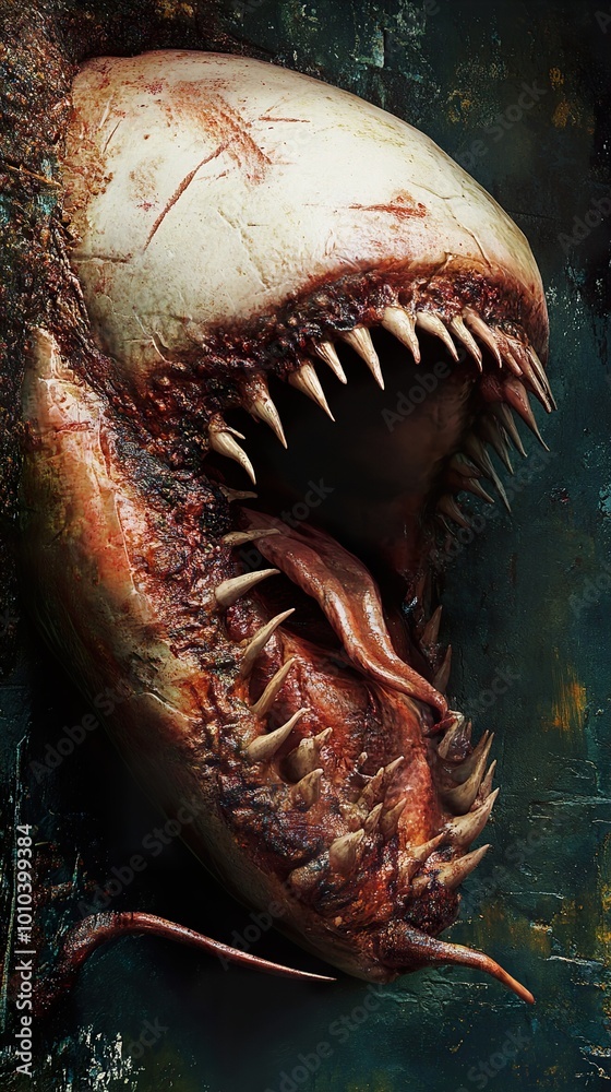 Obraz premium A Close-up of a Monstrous Creature's Mouth