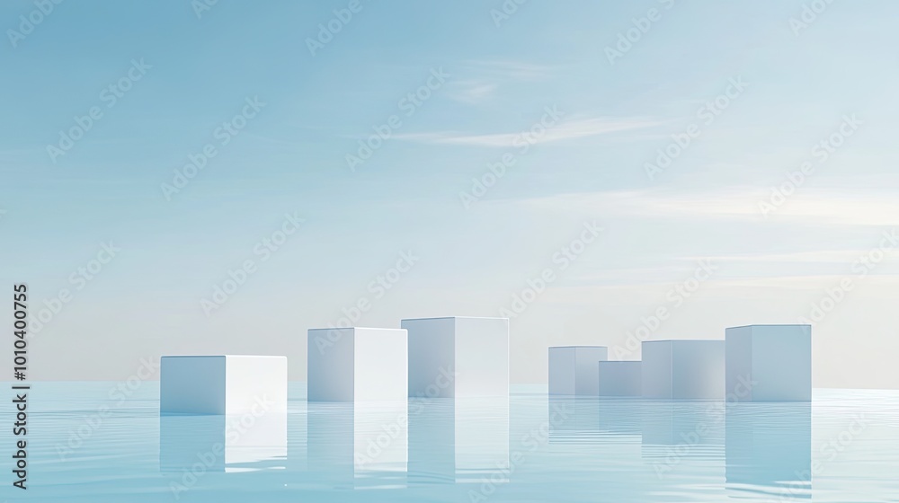 Abstract background featuring white cubes in a modern, futuristic design, symbolizing technology and business innovation with a clean and minimal aesthetic. Abstract background featuring white cubes in a modern, futuristic design, symbolizing technology and business innovation with a clean and minimal aesthetic.