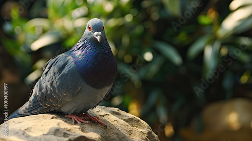 Wallpaper Mural Portrait of a street pigeon against a green background. Torontodigital.ca