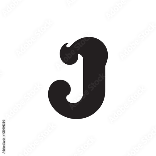 Silhouette of Alphabet Letter J - Simple and Stylish Vector Graphic, Perfect for Logo Design, Brand Identity Projects, or Incorporating into Modern Typography and Digital Media Applications. 