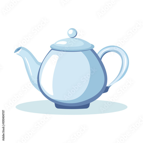 Vector flat illustration of teapot,  white background