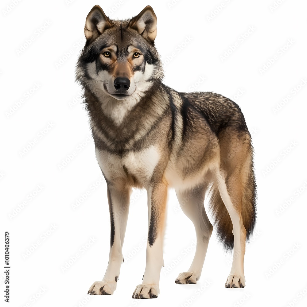 Playful Wolf Family in Woodland Setting Playful Wolf Family in Woodland Setting