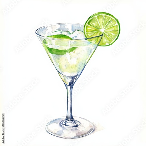 Refreshing lime cocktail in a stylish glass