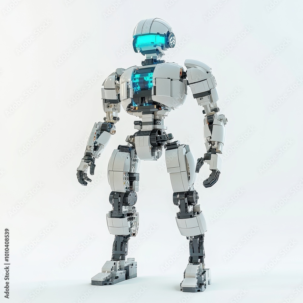 A humanoid robot model showcasing intricate design and technology. A humanoid robot model showcasing intricate design and technology.