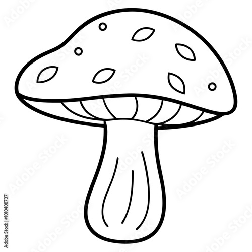 hand drawn mushroom outline coloring book page line art drawing