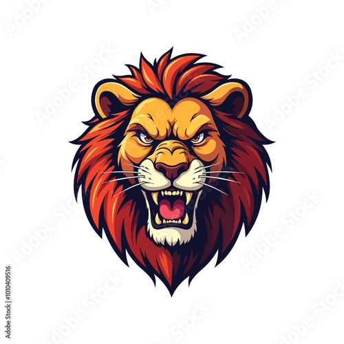 aggressive lion head mascot vector illustration photo