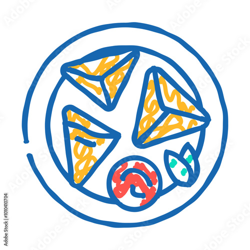 samosa indian cuisine doodle icon sketch vector. samosa indian cuisine sign. isolated symbol illustration