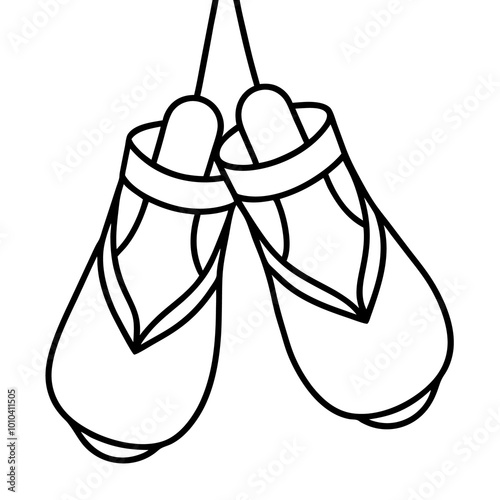 hanging pointe shoes outline coloring book page line art drawing