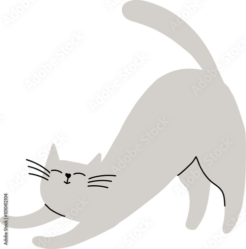 Cute cat. Funny pet. Hand drawn domestic animal sketch. Cartoon doodle vector illustration.