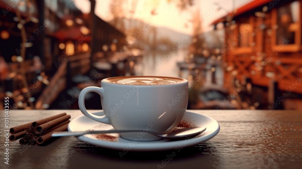 Warm Morning Coffee in a Cozy Cafe Warm Morning Coffee in a Cozy Cafe