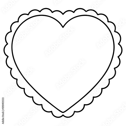 heart scallop frame doodle outline coloring book page line art drawing
