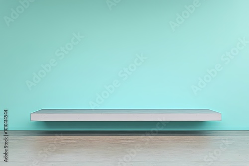 Minimalist Blue Background with Floating Shelf
