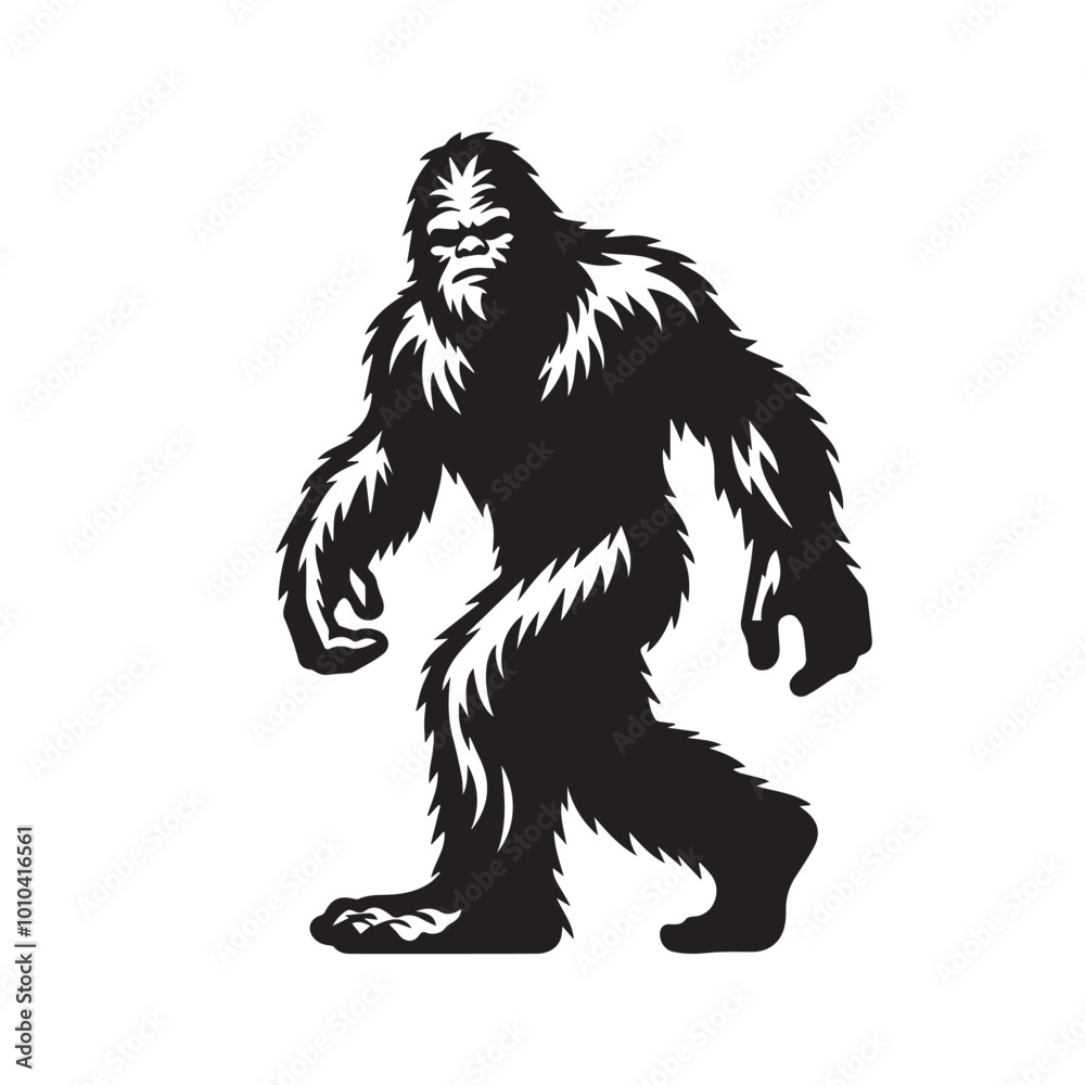 Bigfoot Yeti black and white silhouette vector design Bigfoot Yeti black and white silhouette vector design