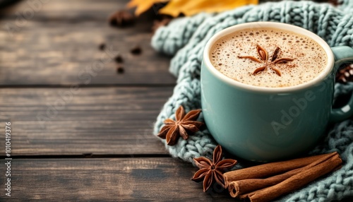 Cozy Chai Latte with Star Anise and Cinnamon Sticks