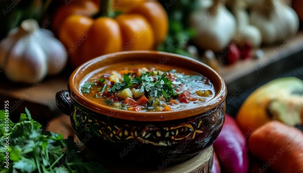 Rustic Vegetable Soup with Autumn Vegetables and Herbs Rustic Vegetable Soup with Autumn Vegetables and Herbs