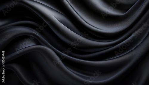 Elegant black fabric drapes