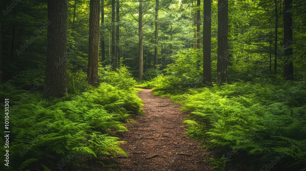 Obraz premium A Winding Path Through a Lush Green Forest