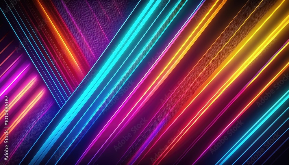 Bright neon lines glow Bright neon lines glow