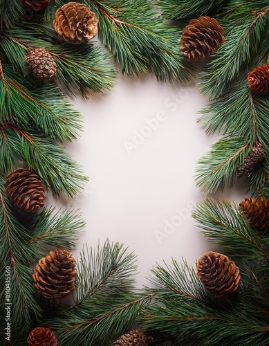 Pine branches with cones