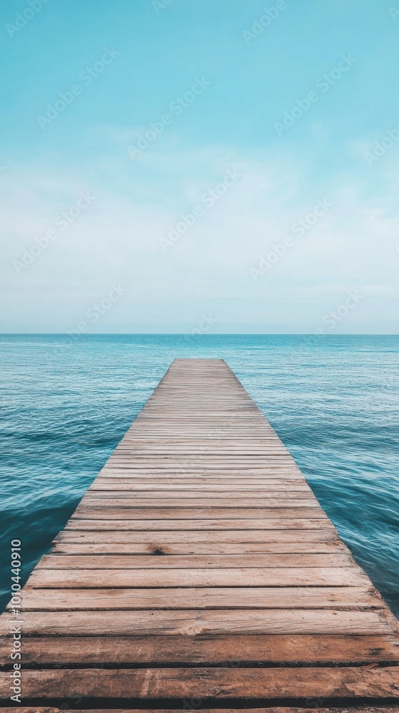 A pier extending into an empty ocean, minimalist and calm. A pier extending into an empty ocean, minimalist and calm.