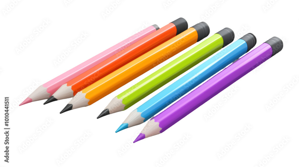 Arrange of sharpened color pencil on white and transparent background. PNG cutout. Arrange of sharpened color pencil on white and transparent background. PNG cutout.