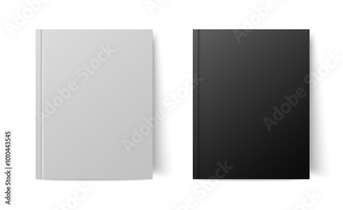 Book cover mockup. Black and white template for hardcover or softcover of literature. Clean mockup or closeup of front page.