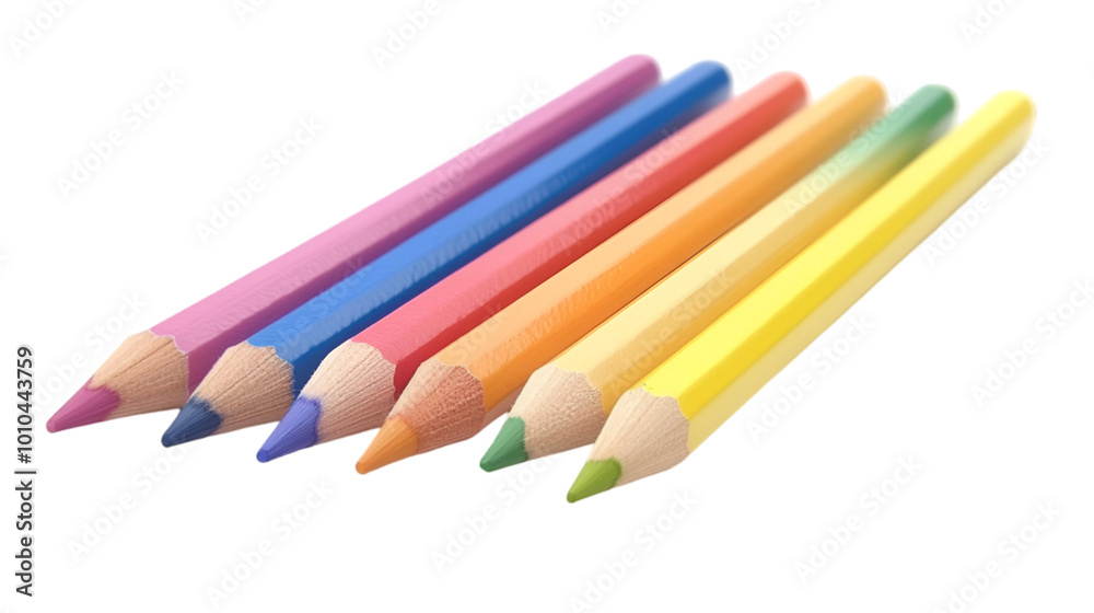 Arrange of sharpened color pencil on white and transparent background. PNG cutout. Arrange of sharpened color pencil on white and transparent background. PNG cutout.