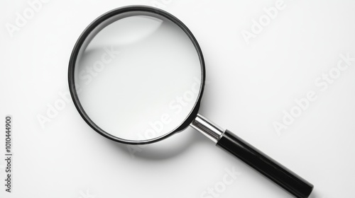 A magnifying glass on a white background.