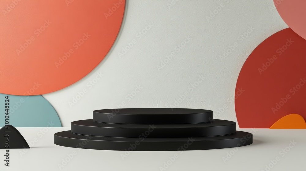3d abstract podium against colourful background for product. empty colourful display 3d abstract podium against colourful background for product. empty colourful display