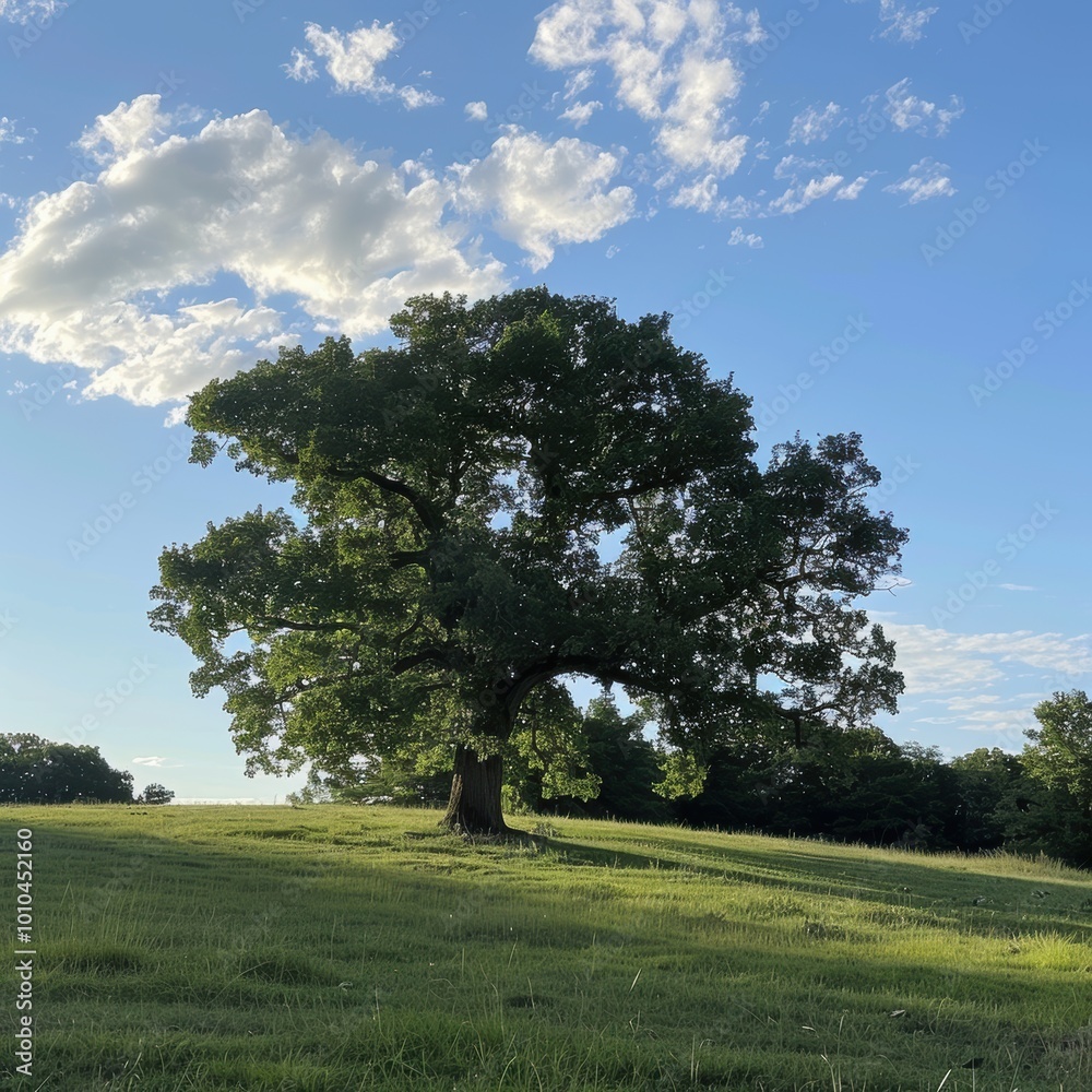 Majestic Tree Standing Alone on Grassy Field Majestic Tree Standing Alone on Grassy Field