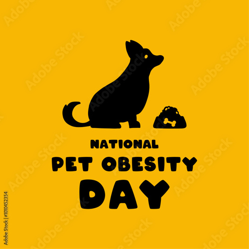 National Pet Obesity day. Flat design vector. Yellow background.