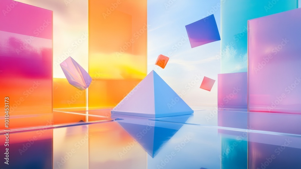 Fototapeta premium 3d podium for products with shapes. display backdrop