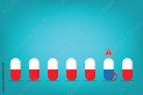 Fake medicine. Pill and tablet, criminal selling illegal drugs. Fake drugs, pharmaceutical. Symbolic for harmful counterfeit pills, risk and danger of illegal produced and sold pharmaceuticals.	