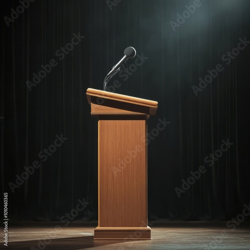 empty stage for speech with microphone photo