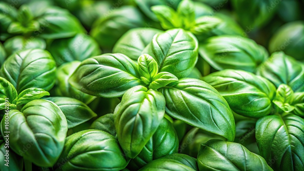 Obraz premium Extreme close-up of basil plant