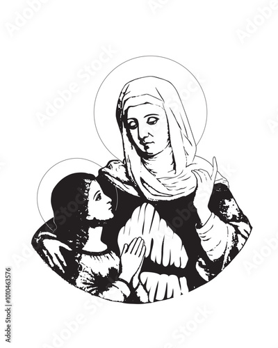 Saint Anne and Child Virgin Mary Illustration Catholic religious vector