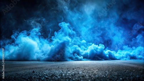 Wallpaper Mural Extreme close-up of blue smoke and fog on asphalt with black defocused background Torontodigital.ca