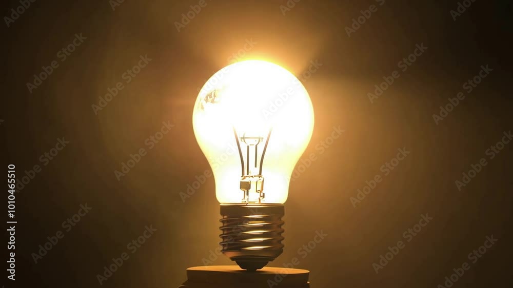 Light bulb shines on black background. Generative AI Light bulb shines on black background. Generative AI