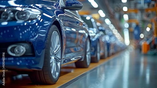 Cars on Assembly Line, Automotive Manufacturing, Factory Production